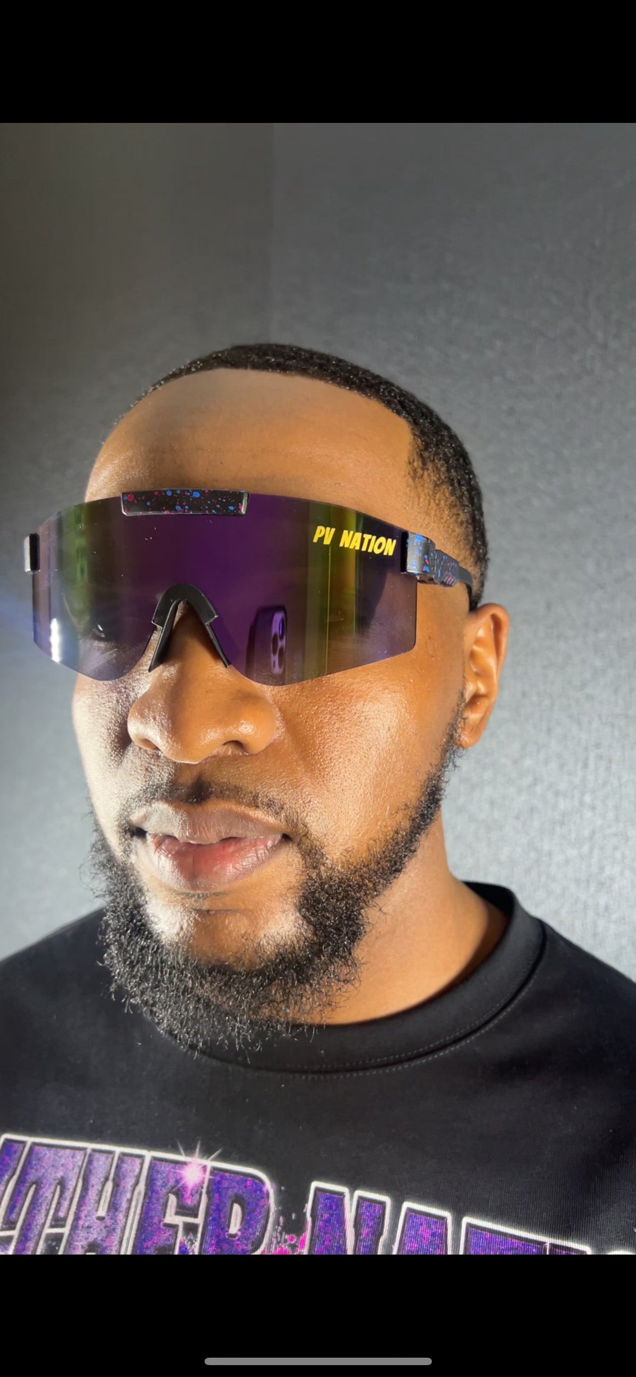 PV Nation Polarized Sports sunglasses shades unisex purple black